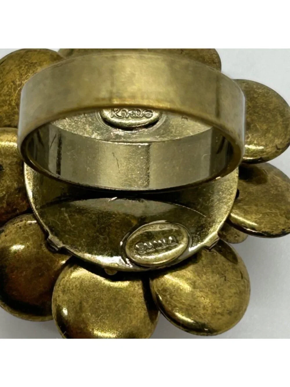 Joan Rivers Gold Tone Flower Ring With Crystal Center Statement Accessory